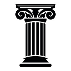 Greek pillar black vector icon on white background