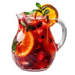 Sangria Pitcher Front View Isolated on Transparent or White Background, PNG