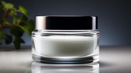 a clear jar with a black lid