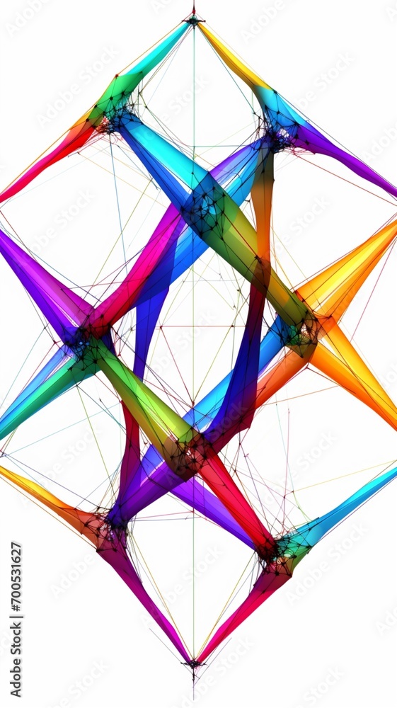 Poster 3d render twisted shape colorful light reflection picture ai generated art