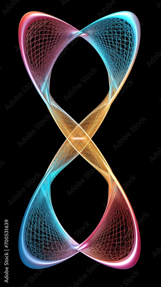 Poster 3d render twisted shape colorful light reflection picture ai generated art