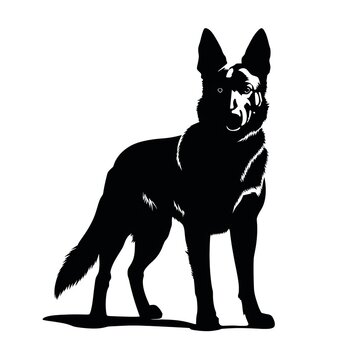 a black and white silhouette of a dog