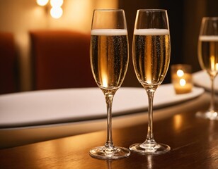 glasses of champagne, glasses of champagne on the table