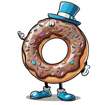 Donuts cartoon character vector image. Illustration of cute donut food bakery graphic collection