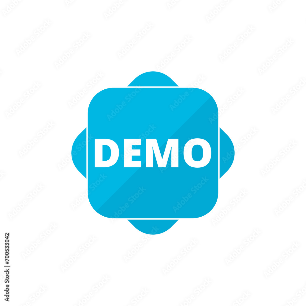 Poster demo blue square button icon isolated on transparent background