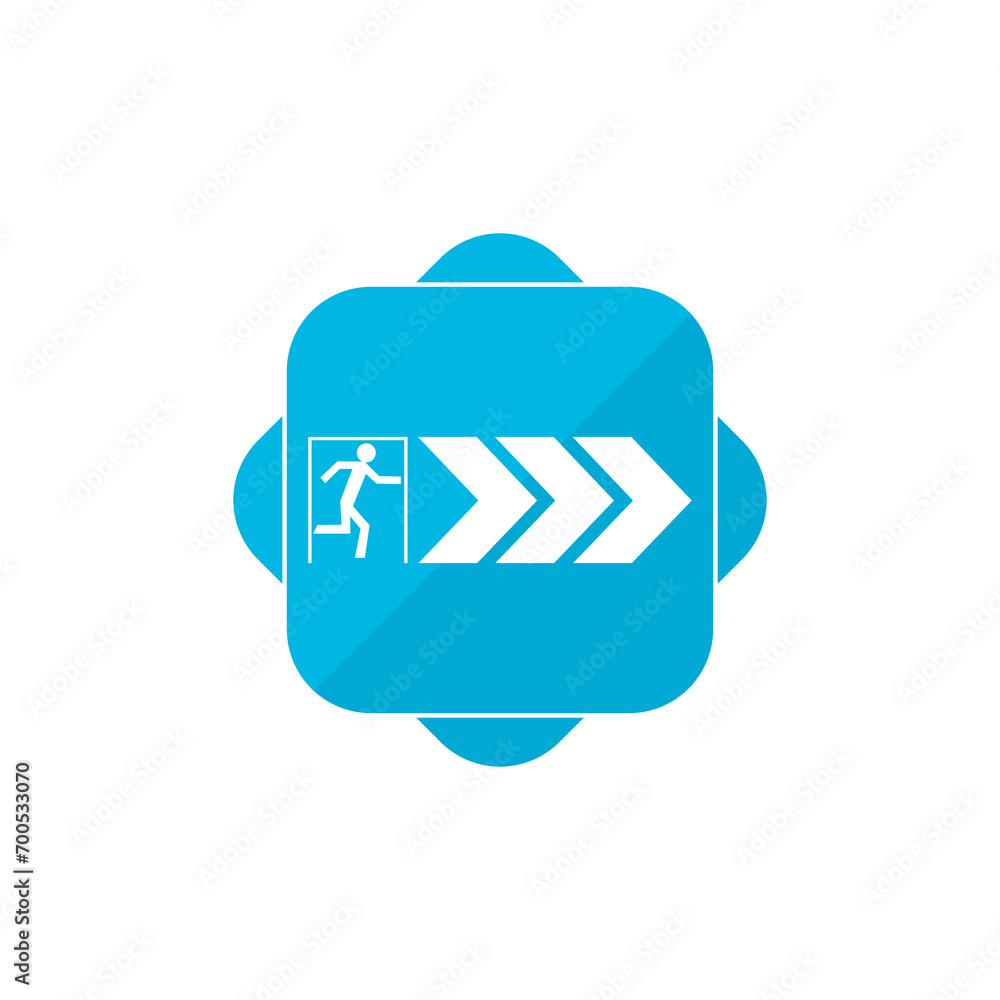 Poster exit blue square button icon isolated on transparent background