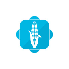 Corn blue square button icon isolated on transparent background