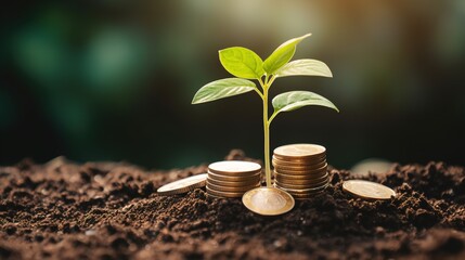 Planting the seeds of success, the journey of business growth, money growth, saving and investing concept. Ai generative