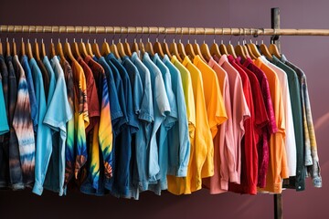 Fototapeta premium Colorful clothes on a hanger. Ai generative