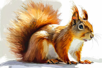 illustration design of a painting style squirrel - obrazy, fototapety, plakaty