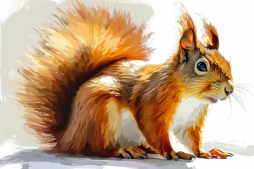 Fotobehang illustration design of a painting style squirrel © imur