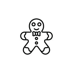 Gingerbread man line icon isolated on transparent background