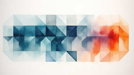 abstract geometric blue orange background with squares and triangles