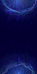 Abstract image of neural connections on blue background. Technological background for a design on the theme of artificial intelligence, big date, neural connections. Mobile phone wallpaper. Copy space