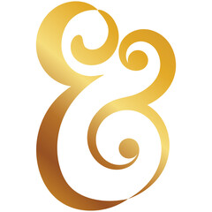 Obraz premium Golden luxury ampersand sign Ampersand border for printing invitations wedding card