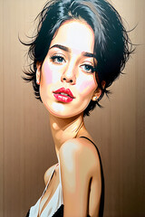 cartoon caricature of beautiful women on a neutral background. digital art