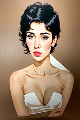 cartoon caricature of beautiful women on a neutral background. digital art