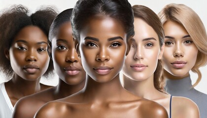 Group of Beautiful Woman of Different Ethnicity and Backgrounds - Concept for Beauty, Diversity and Fashion