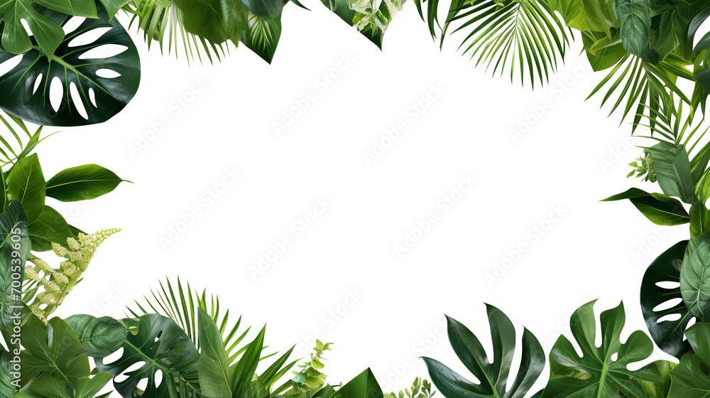 Wall mural green leaves frame cut out - Wall murals
