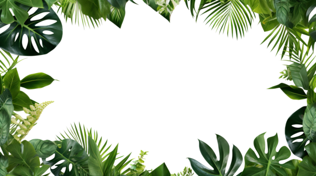 Green leaves frame cut out