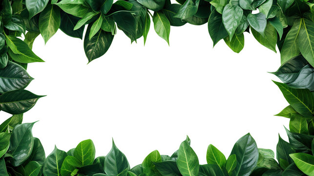 Green leaves frame cut out