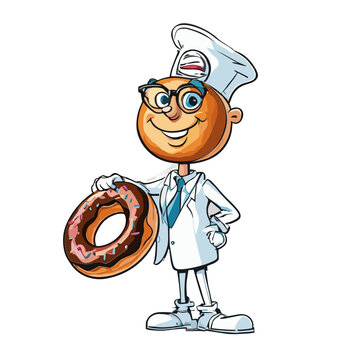 Donuts cartoon character vector image. Illustration of cute donut food bakery graphic collection