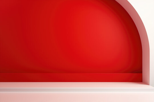 white stage on red background for product showcase photography
