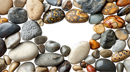 Pebbles Edge Border Pattern Design Isolated on Transparent or White Background, PNG