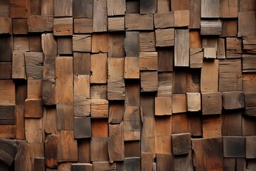 Natural Wooden Background - Solid Wood Blocks for Wall Paneling Texture and Interior Design