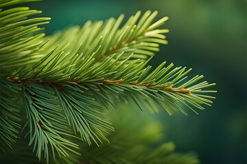 Highlight the details of pine needles, showcasing their arrangement and the texture of the tree branch, background image, generative AI