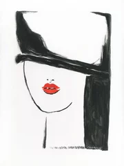 fashion illustration. lady with hat. watercolor painting © Anna Ismagilova