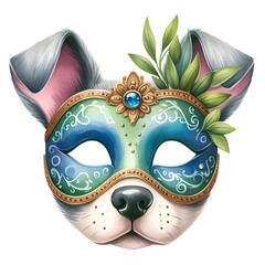 beautiful carnival dog mask for holiday party card decor