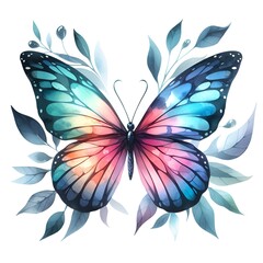 beautiful butterfly with colorful wings watercolor paint for card decor