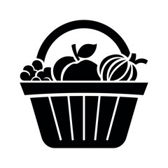 Fruit basket black vector icon on white background