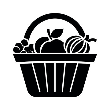 recommend clip art: Fruit basket black vector icon on white background