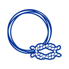 Logo Nautical. Marco circular con líneas con silueta de nudo marinero de cuerda de barco © teracreonte