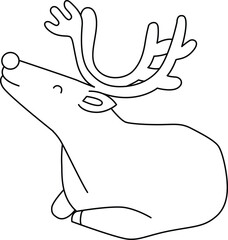 Cute reindeer cartoon standing, celebrating Christmas and New Year. Adorned with reindeer decorations, the reindeer is having fun during the festive Christmas season.