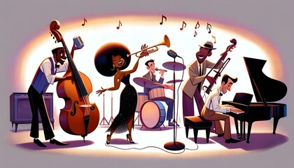 Whimsical Animated Jazz Band Performance
