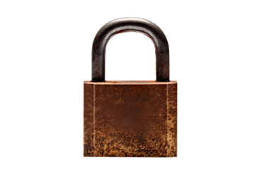 Old rusty padlock, cut out