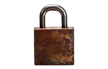 Old rusty padlock, cut out