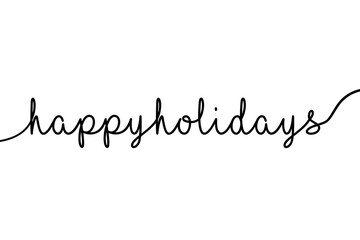HAPPY HOLIDAYS black monoline calligraphy banner