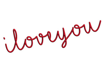 I Love You lettering in red