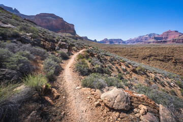 hiking the tonto trail in the grand canyon national park, arizona, usa