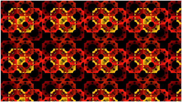 The black background with red and yellow patterns gives a luxurious and strong impression.