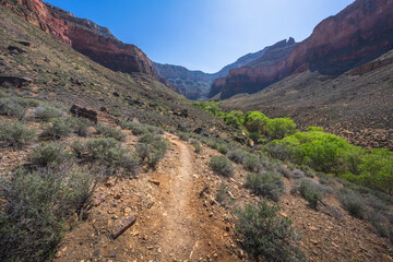 hiking the tonto trail in the grand canyon national park, arizona, usa
