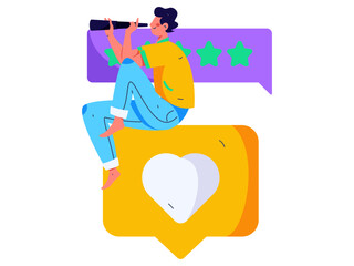 Virtual characters social communication concept business flat vector hand drawn illustration

