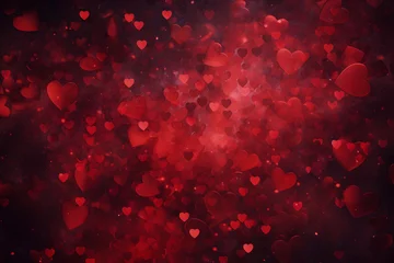 Fotobehang Romantic Heart Shape Glitter Pattern on Red Background for Valentine's Day Card Design © PetrovMedia