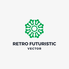 Retro futuristic vector logo