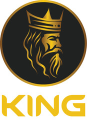 King Crown Head Mascot Logo for Esport. King CrownT-shirt Design. King Logo, Royal King lion logo mark, artistic Ancient King Crown with Beard and Mustache Face logo design vector