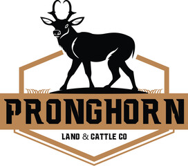 pronghorn farm logo, pronghorn farm logo design illustration, pronghorn farm logo design